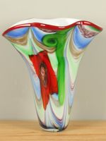 Hoge kleurrijke vaas uit glas, 38 cm, A007