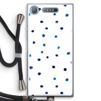Blauwe stippen: Sony Xperia XZ1 Transparant Hoesje met koord