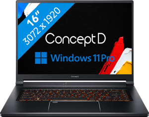 Acer ConceptD 5 CN516-73G-73ET Intel® Core™ i7 i7-12700H Laptop 40,6 cm (16") WQXGA 32 GB LPDDR5-SDRAM 2 TB SSD NVIDIA GeForce RTX 3070 Ti Wi-Fi 6E (802.11ax) Windows 11 Pro Zwart