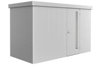 Biohort Metalen tuinhuis Neo - Enkele deur - Zilver - 1D (348x180 cm)- Plat dak- Metaal- Biohort