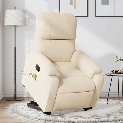 Sta-op-massagestoel verstelbaar microvezelstof beige