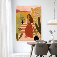 Urban Cotton Wandkleed 'Caribbean Night' 145 x 190cm in Frame - black
