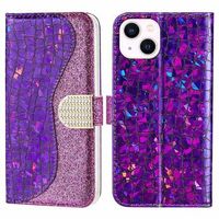 Croco Bling Series iPhone 14 Wallet Case - Paars