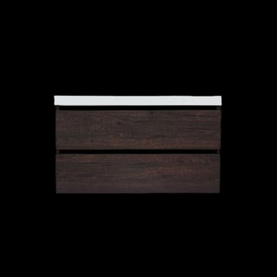 Onderkast Sanilux Trendline Met Greeplijst Mat Zwart 100x47x52 cm Brown Oak Sanilux