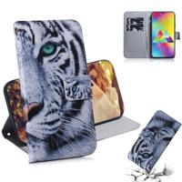 Tiger patroon gekleurde tekening horizontale Flip lederen case voor Galaxy M20 met houder & card slots & portemonnee