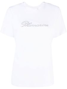 Blumarine t-shirt en coton à logo strassé - Blanc