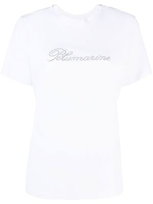 Blumarine t-shirt en coton à logo strassé - Blanc