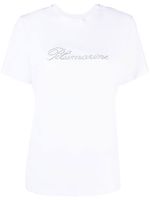 Blumarine t-shirt en coton à logo strassé - Blanc Blumarine t-shirt en coton à logo strassé - Blanc