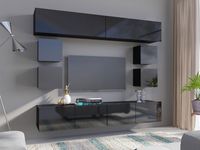 Tv-meubel set BUENOS 10 deuren zwart/hoogglans zwart - thumbnail