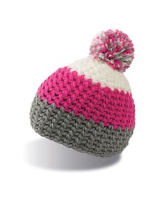 Atlantis AT732 Everest Beanie - Grey/Pink/White - One Size