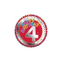 Happy Birthday 4 jaar folie ballon - thumbnail