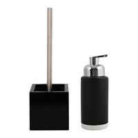 MSV Badkamer accessoires set - zwart - zeeppompje/wc-borstel