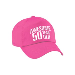 Awesome 50 year old verjaardag pet / cap roze voor dames en heren   -