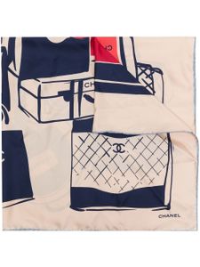 CHANEL Pre-Owned foulard en soie à imprimé graphique - Tons neutres