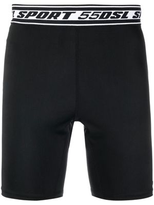 Diesel short de cyclisme à bande logo - Noir