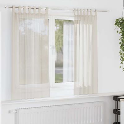 Gordijnen voile met Tab Top 2 st crmekleurig