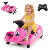 Elektrische Schoonmaakkart 12V Raceauto met Afneembare Borstel Afstandsbediening met 3 Snelheden Draadloze Verbinding Roze