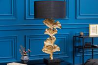 Design tafellamp GINKGO 70cm zwarte stoffen kap gouden metalen handgemaakte marmeren voet - 41694