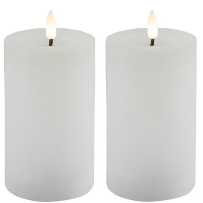 Countryfield LED kaarsen/stompkaarsen - 2x - wit - D7,5 x H12,5 cm - timer