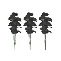 3x Bosje met 6 zwarte rozen halloween decoratie 37 cm - thumbnail