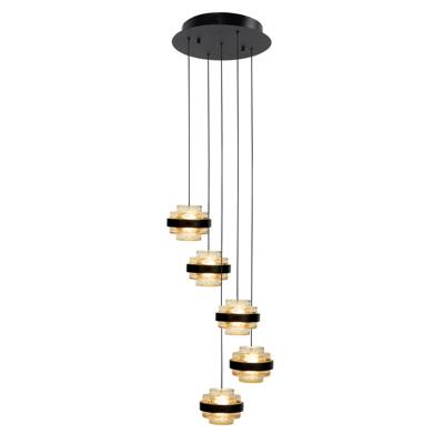 Highlight HanglampDynasty zwart 3-lichts amber glas - H5504.28