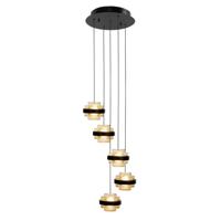 Highlight HanglampDynasty zwart 3-lichts amber glas - H5504.28 Highlight HanglampDynasty zwart 3-lichts amber glas - H5504.28