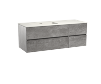 Storke Edge zwevend badmeubel 140 x 52 cm beton donkergrijs met Mata asymmetrisch linkse wastafel in mat witte solid surface - thumbnail