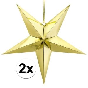 2x Gouden sterren 30 cm Kerst decoratie/versiering