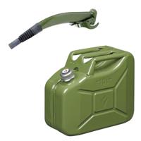 Jerrycan met schenktuit - legergroen - 10L - metaal - brandstof geschikt