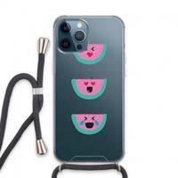 Smiley watermeloen: iPhone 13 Pro Max Transparant Hoesje met koord