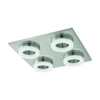 Eglo Vierkante plafondlampPalena nikkel 4-lichts - 78688