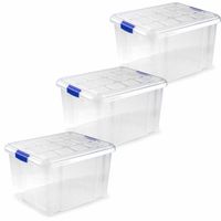 3x stuks opslagboxen/bakken/organizers met deksel 25 liter 42 x 36 x 25 cm transparant - Opbergbox
