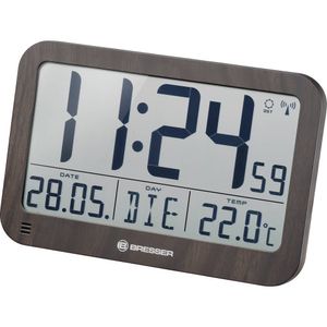 Bresser Optik 7001802 Wandklok Zendergestuurd 225 mm x 150 mm x 20 mm Hout Groot display