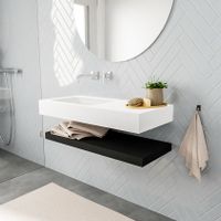 Mondiaz Alan badmeubel 100 cm solid suface planchet urban vrijhangend wastafel links zonder kraangat wit