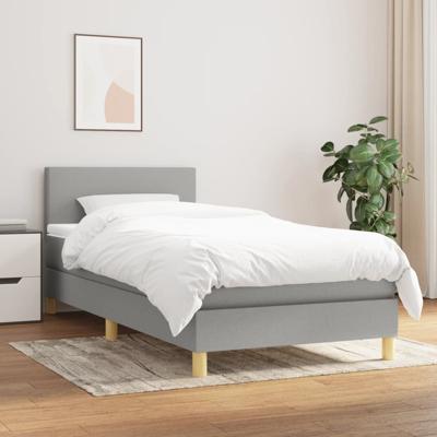 Boxspring met matras stof lichtgrijs 90x190 cm