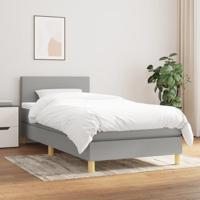Boxspring met matras stof lichtgrijs 90x190 cm