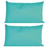 2x Bank/sier kussens voor binnen en buiten in de kleur aqua blauw 30 x 50 cm