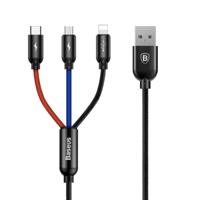 Baseus 3.5 A snel opladen code kleur gevlochten koord 3 in 1 micro USB + 8 pin + type-C charge data SYN kabel voor iPhone Galaxy Huawei Xiaomi LG