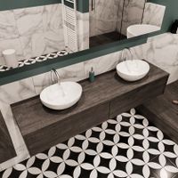 Mondiaz Lush Barco badmeubel eiken Dark brown 180 cm 2 lades mdf 2 waskommen beide zijden 2 kraangaten