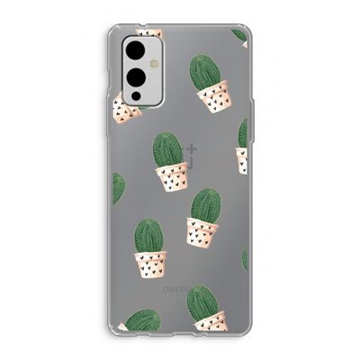 Cactusprint roze: OnePlus 9 Transparant Hoesje