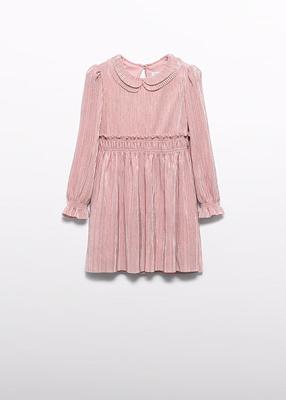 Abel & Lula winter jurk meisjes - roze - gebreid - geplooid