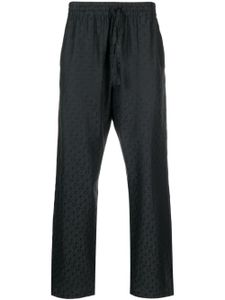 Off-White pantalon en soie mélangée à logo en jacquard - Noir