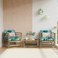 Tuinstoelen 2 st met kussens geïmpregneerd grenenhout