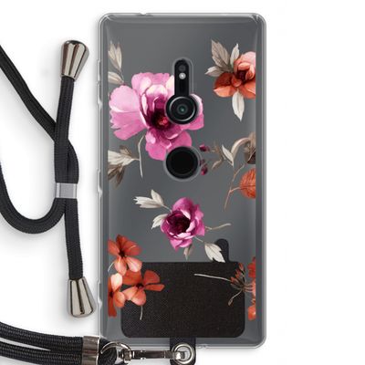 Geschilderde bloemen: Sony Xperia XZ2 Transparant Hoesje met koord