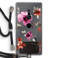 Geschilderde bloemen: Sony Xperia XZ2 Transparant Hoesje met koord