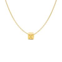Minimalistische letter ketting cube - 14K GOUD - Goud - X