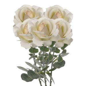 5x Creme witte rozen/roos kunstbloemen 37 cm