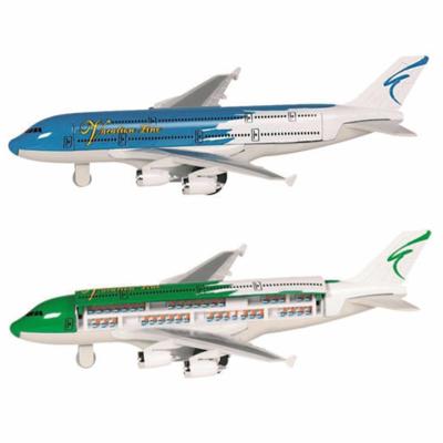 Goki Speelgoed Vliegtuigjes - 2x stuks - 19 cm - groen en blauw - pull back motor - kinderen
