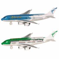 Goki Speelgoed Vliegtuigjes - 2x stuks - 19 cm - groen en blauw - pull back motor - kinderen