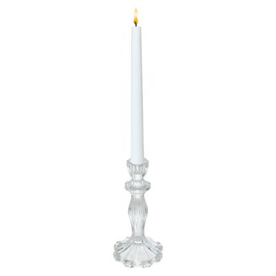 Decoration kaarsen kandelaar Decoglass - voor dinerkaarsen - glas - transparant - 10 x 20 cm